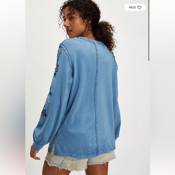 Free People Violet Vines Embroidered Floral Long Sleeve Top - Picture 3 of 9